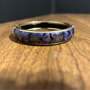 Gold Tone Purple Geometric Hinge Bangle Bracelet Clasp Closure